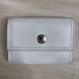 Coach Bifold Wallet White Leather Snap Closure